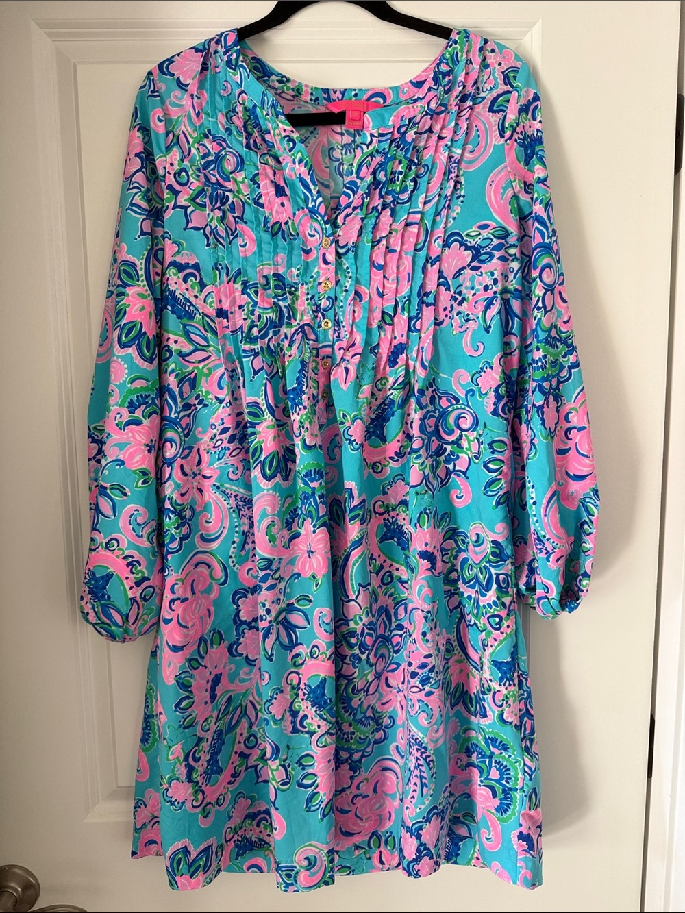 Lilly Pulitzer Turquoise & Pink Floral Tunic Dress